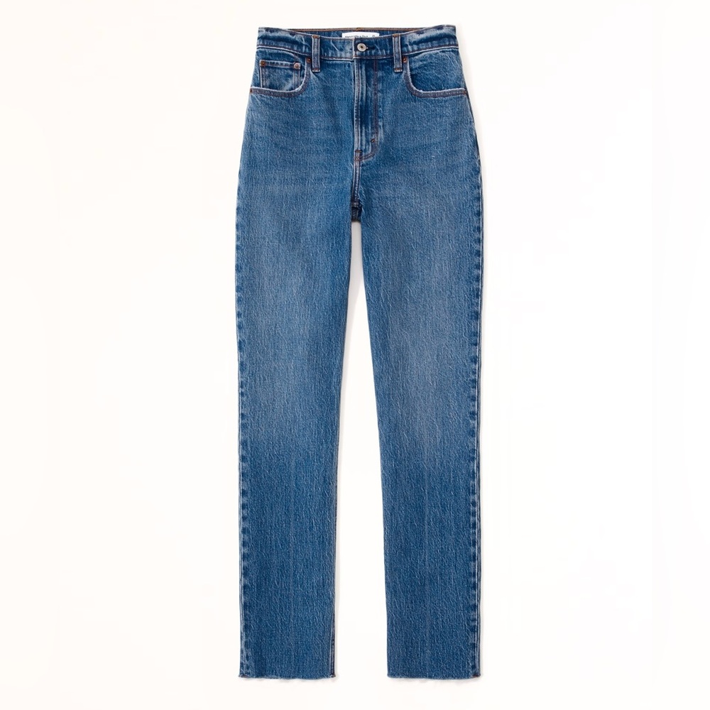 Abercrombie & Fitch Ultra High Rise 90s Straight Jean | Medium Raw Hem | NWOT - Picture 2 of 13